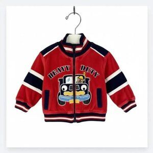 Vintage Baby Togs Heavy Duty Truck Velour Zip-Up Jacket size 6-9 Months